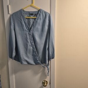 New York & Company Wrap Blouse Size L